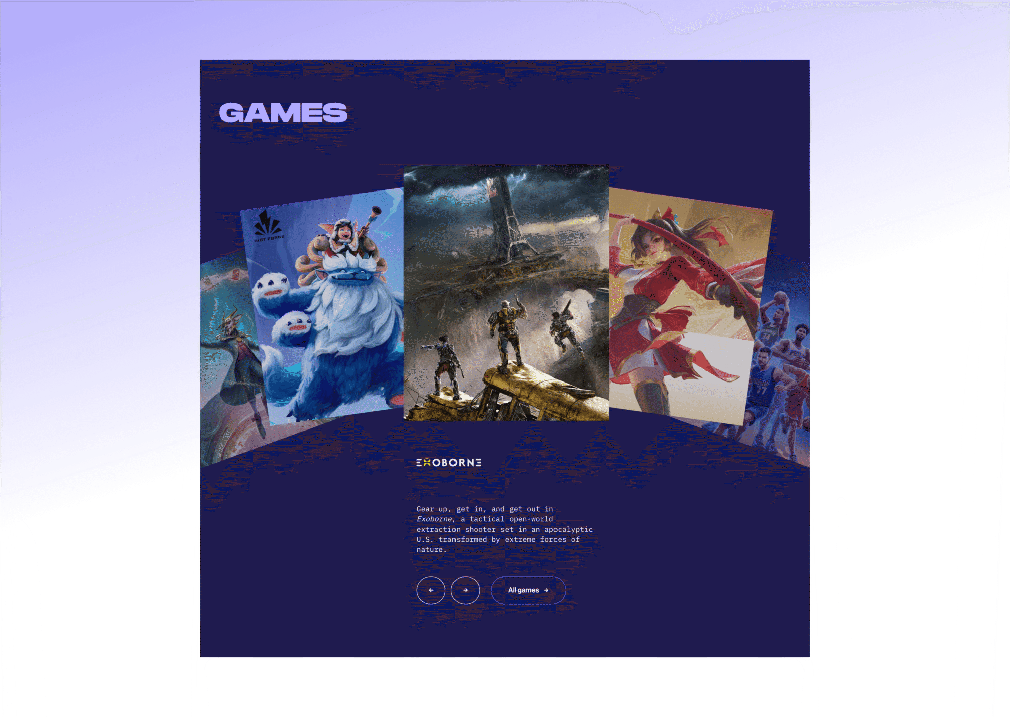 DC mock up level infinite games page layout